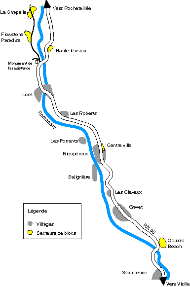 Plan d'acc&egrave;s aux sites de blocs