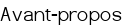 Avant-propos
