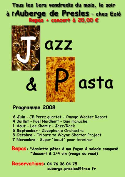 Jazz & Pasta Ã Presles (programme 2008)